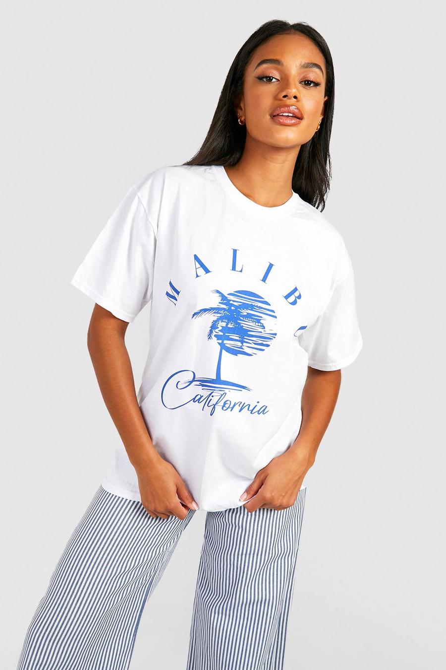 Women's Malibu Printed Oversized T-shirt | Boohoo UK