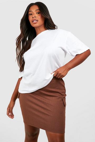 Plus Textured Pocket Detail Cargo Mini Skirt mocha