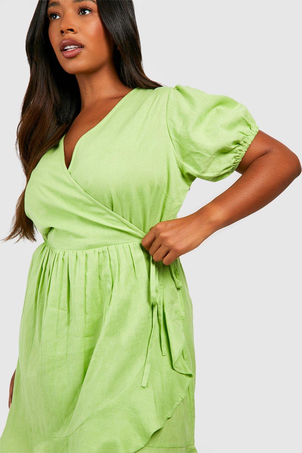 Boohoo green wrap dress best sale