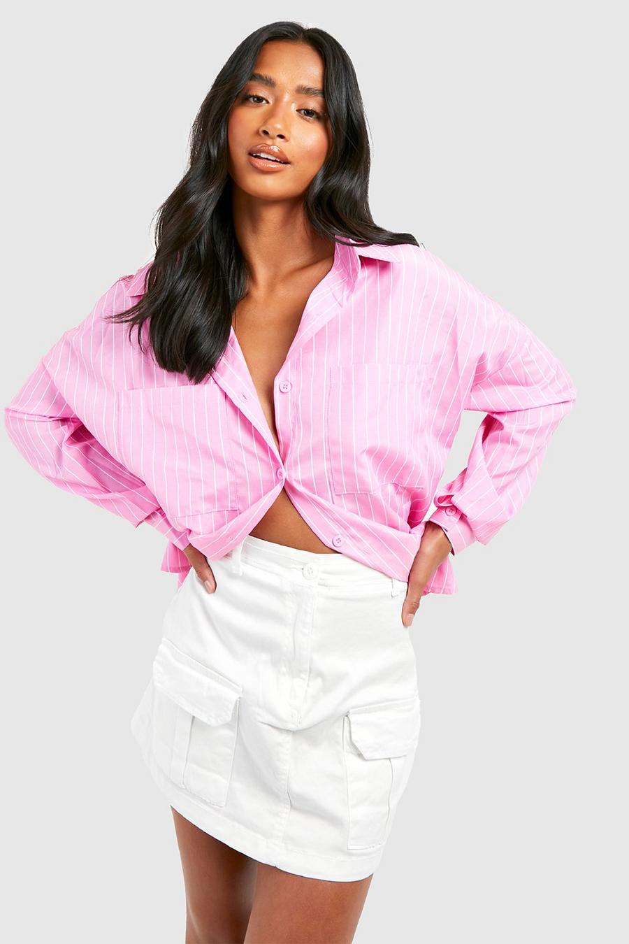 Camicia Petite a righe, Pink image number 1