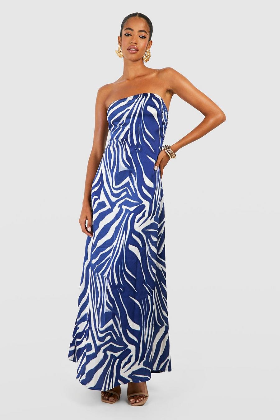 Blue Zebra Bandeau Maxi Dress image number 1