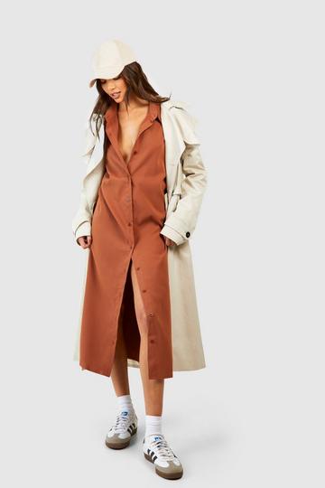 Chocolate Brown Oversized Midi Shirt Dress