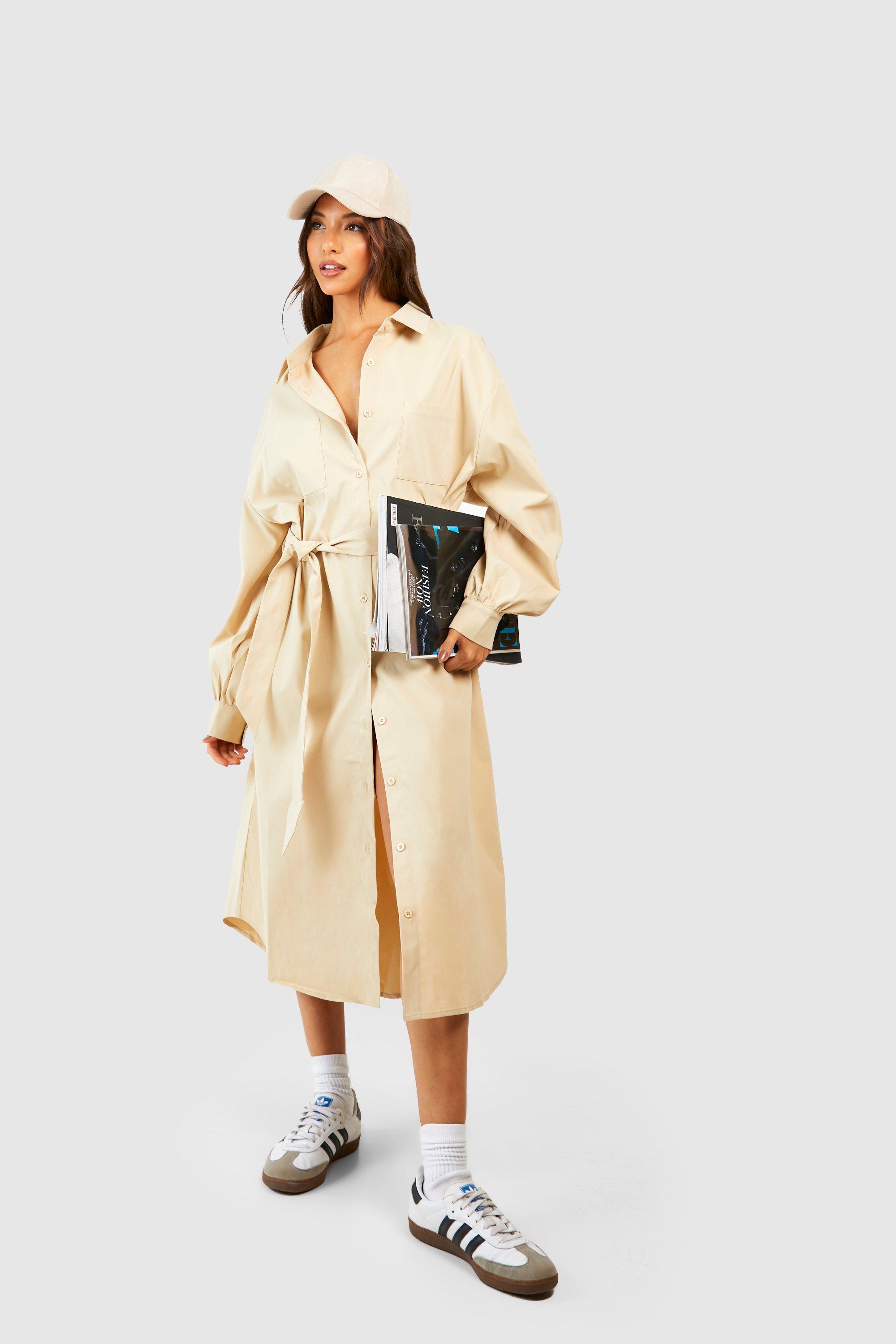 Belted Utility Midi Shirt Dress boohoo CA