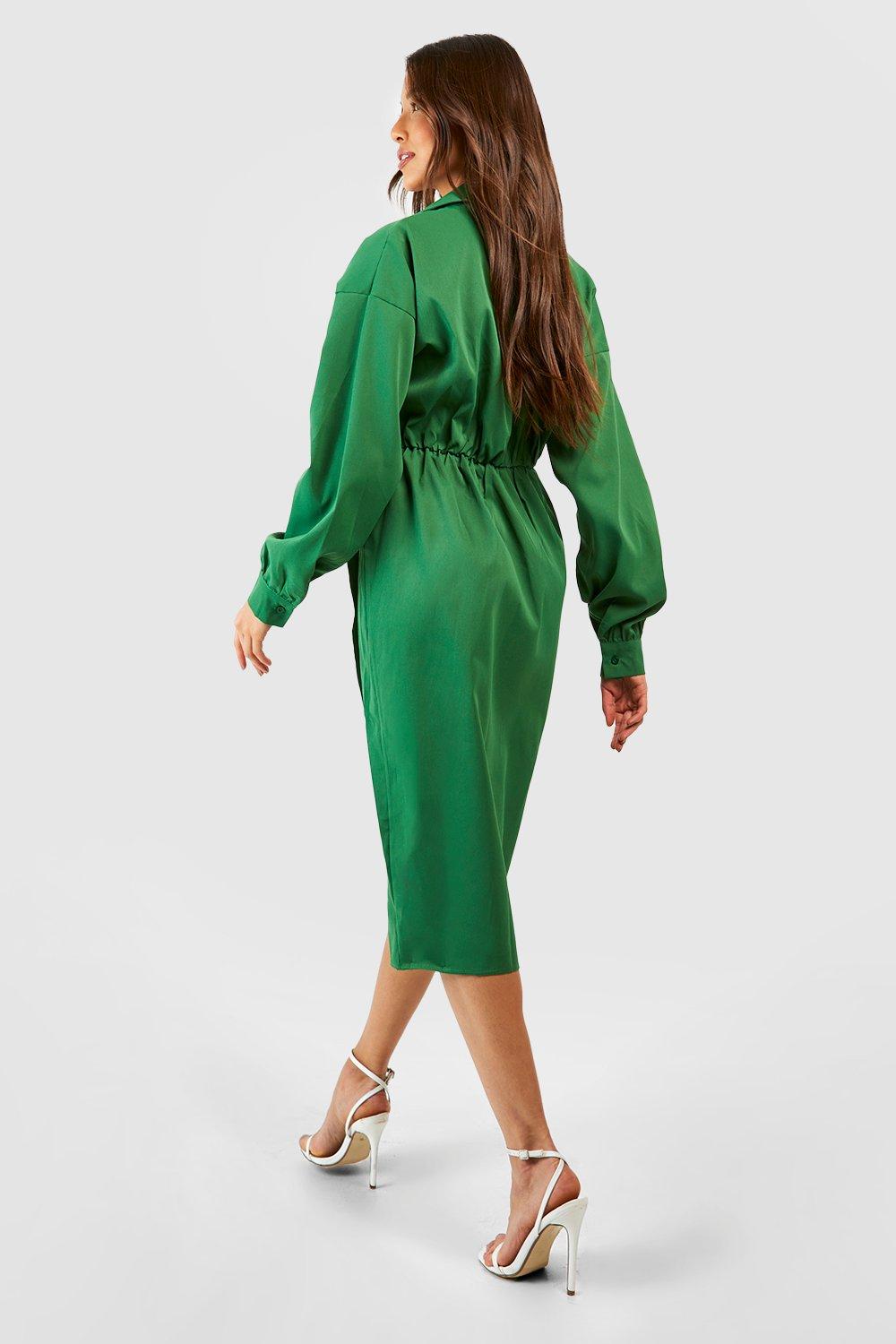 Boohoo green best sale wrap dress