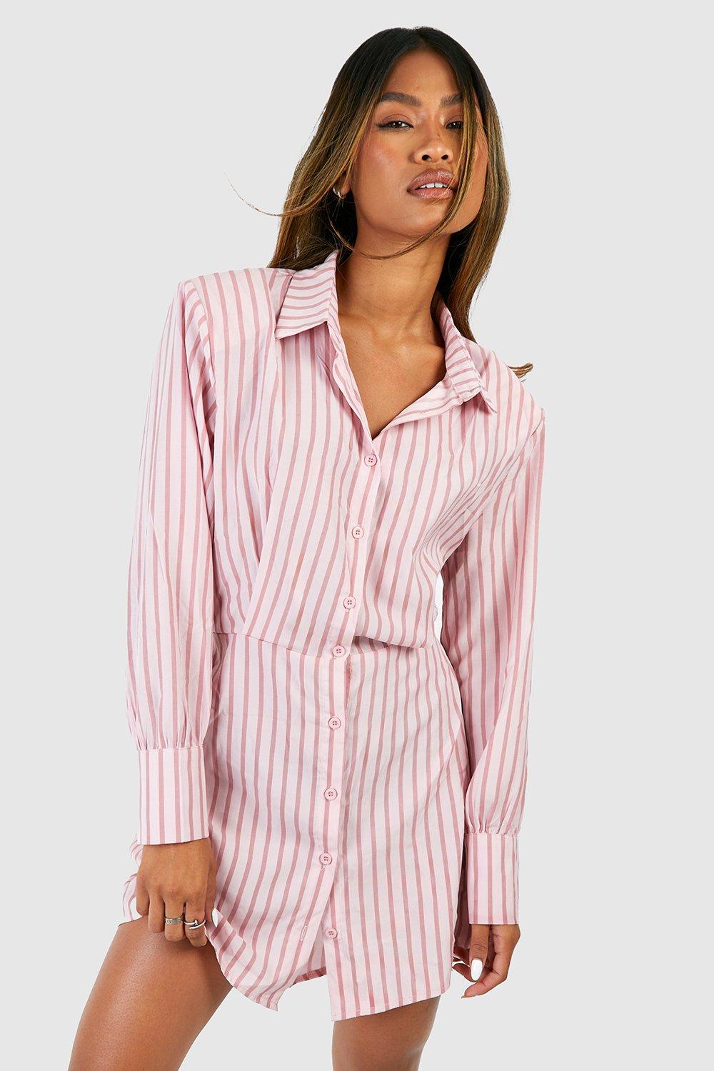 Pink and white striped shirt clearance dress