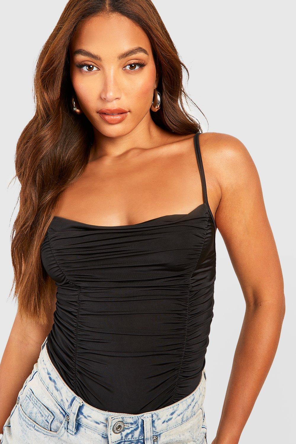 Tall Ruched Strappy Slinky Bodysuit