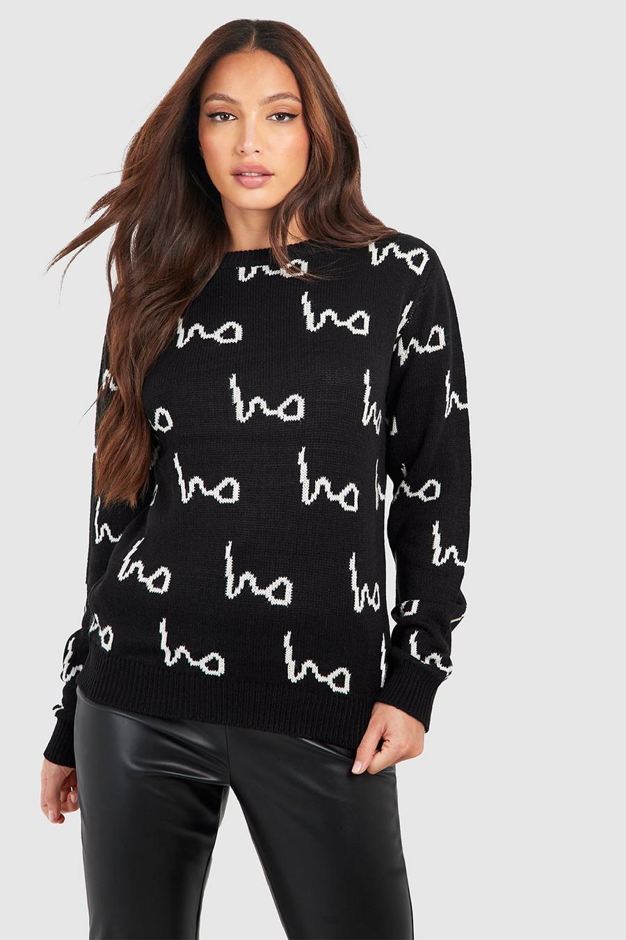 Black Tall All Over Print Christmas Jumper image number 1