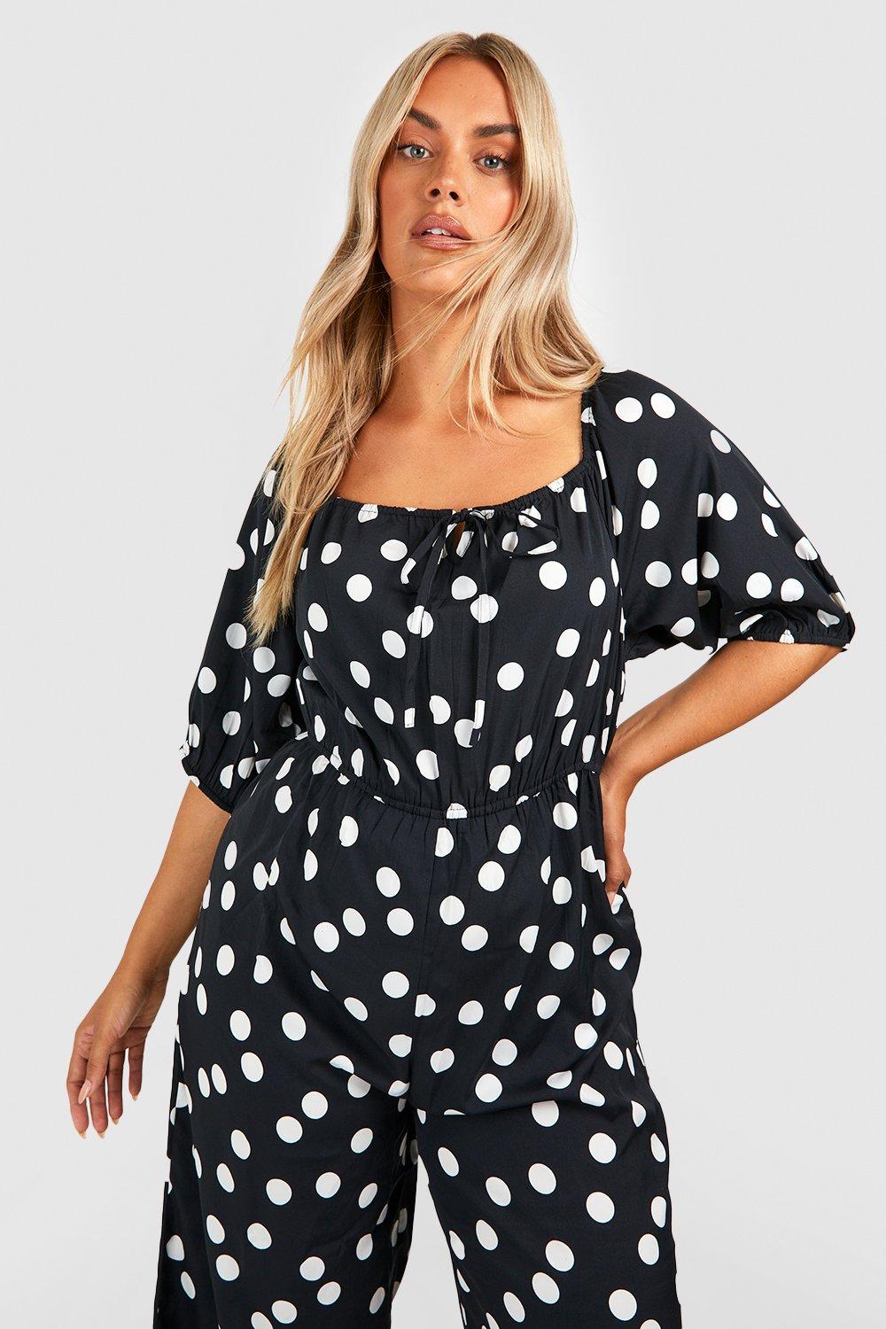 Plus size store polka dot jumpsuit