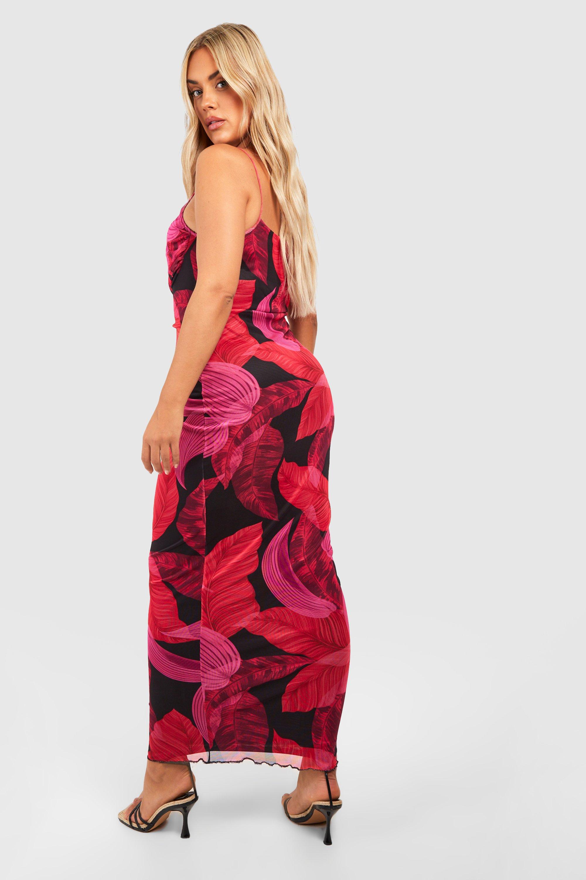 Floral Mesh Maxi Dress Pink