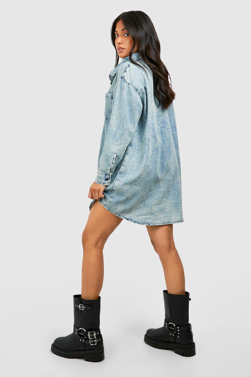 Denim shirt dress store petite