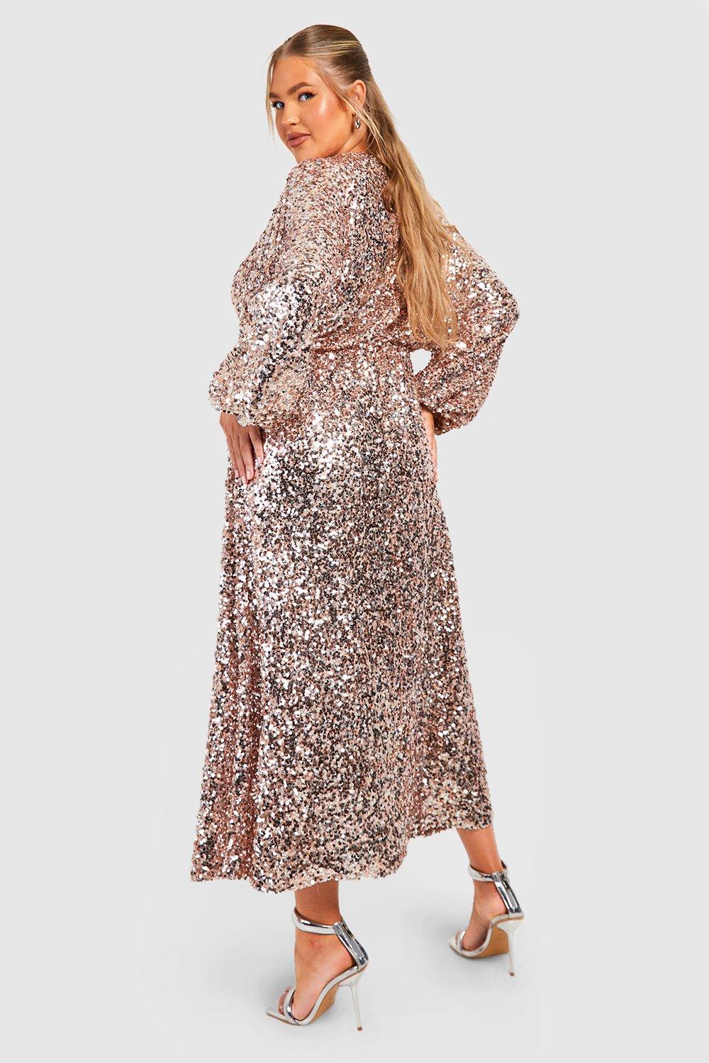 Boohoo plus sequin hot sale maxi dress