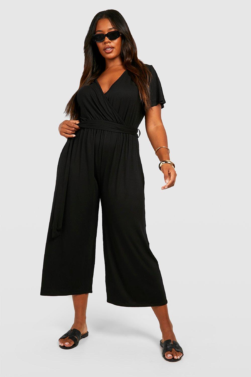 Black jersey knit jumpsuit cheap