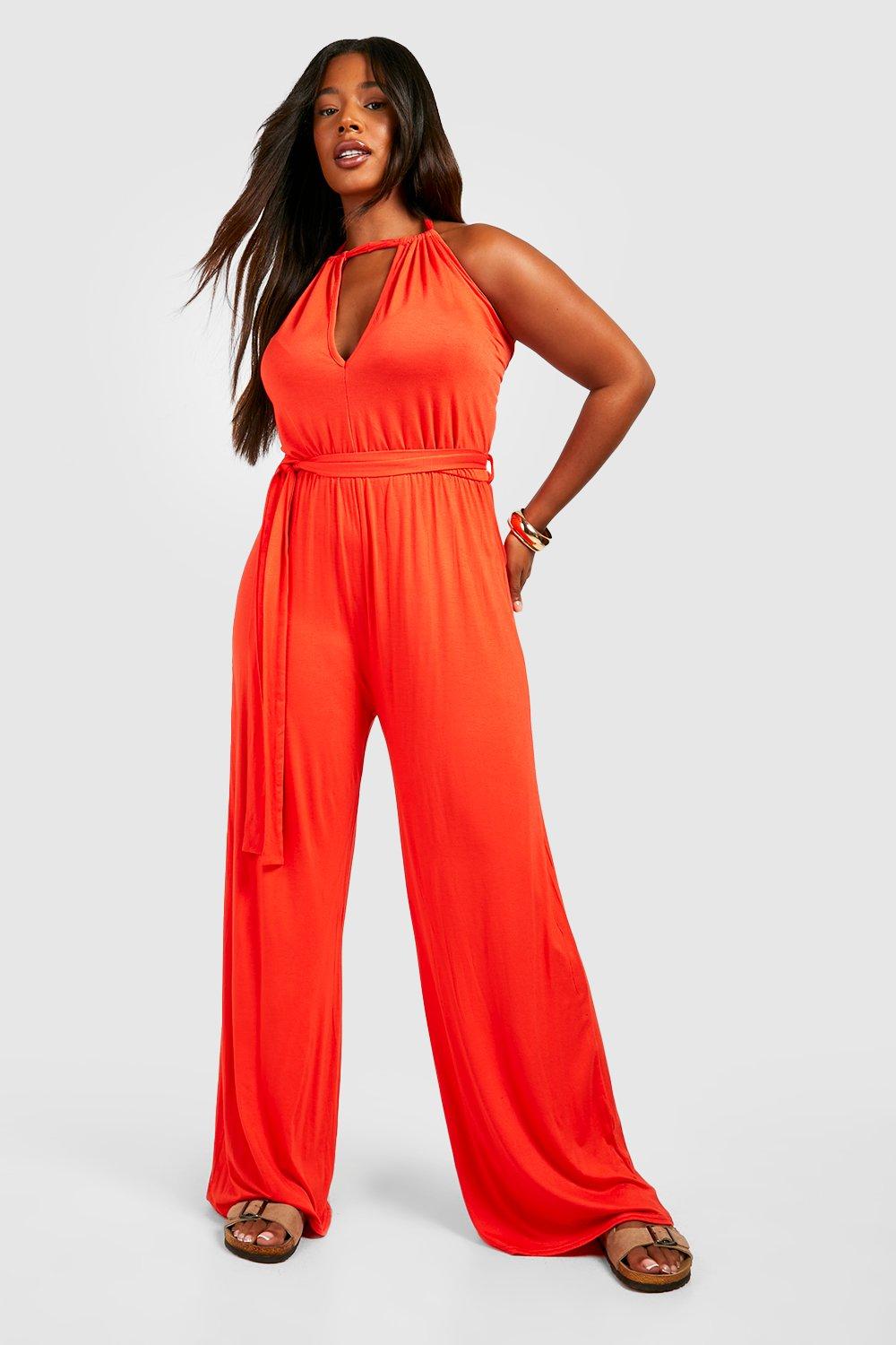 Plus size jersey store jumpsuit