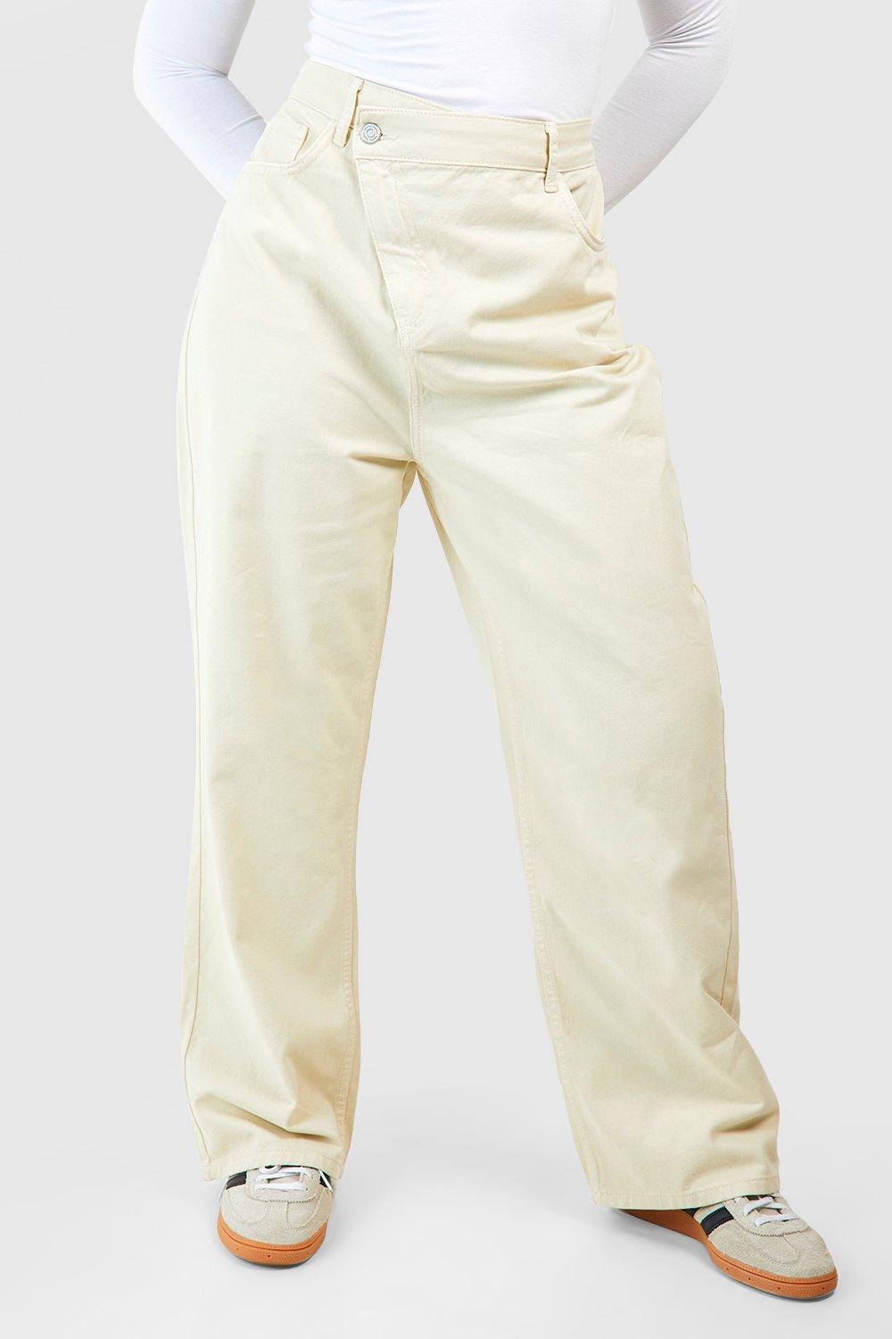 Cream straight leg outlet jeans