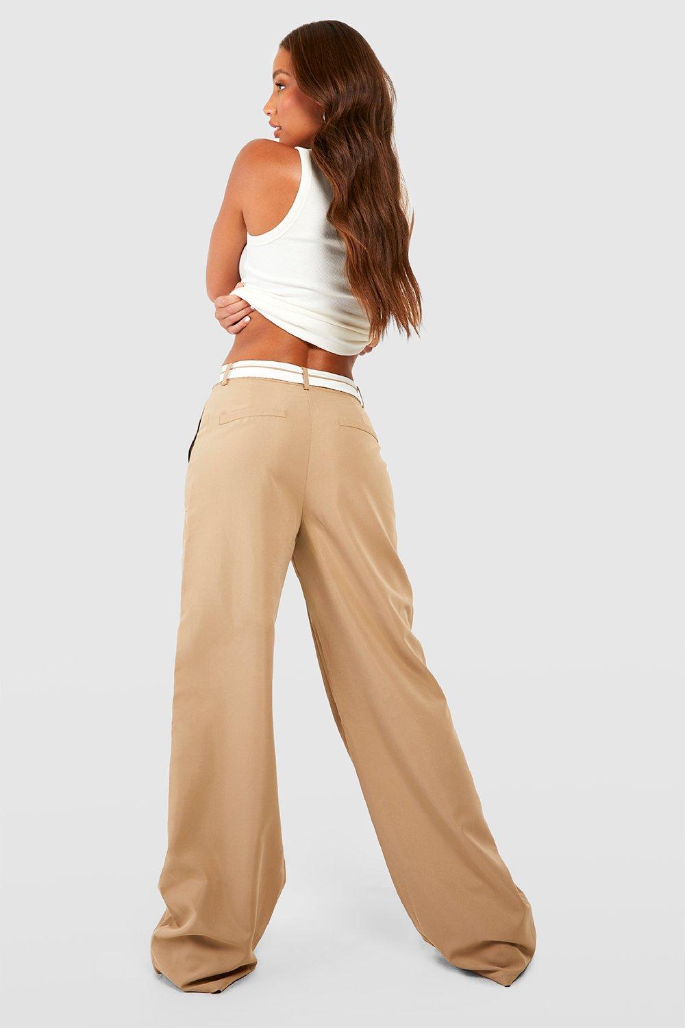 Tall Khaki Basic Flare Leg Pants, Tall