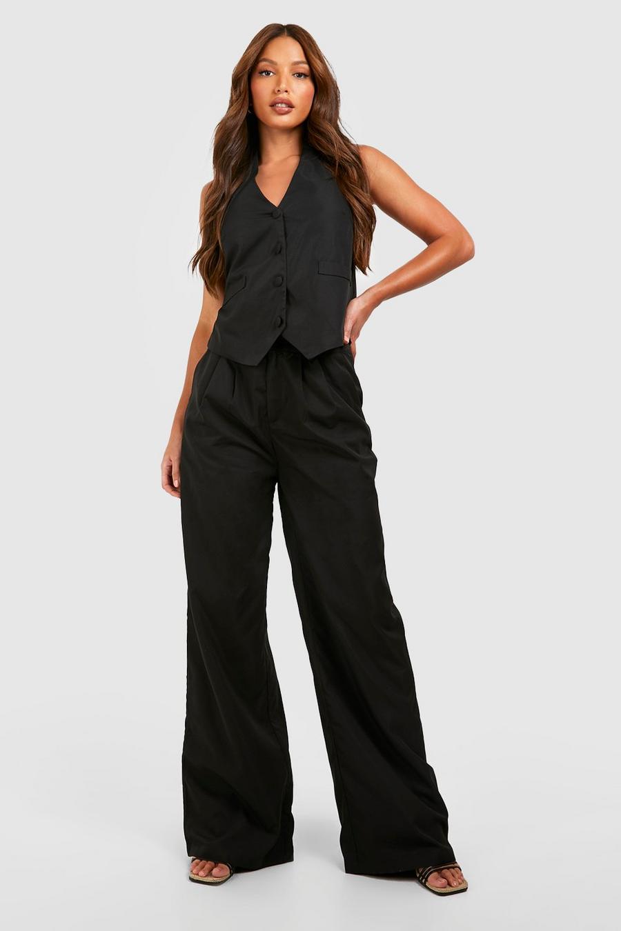 Black Tall Relaxed Fit Wide Leg Trousers image number 1