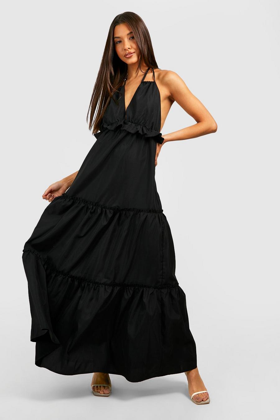 Black Tiered Maxi Dress image number 1
