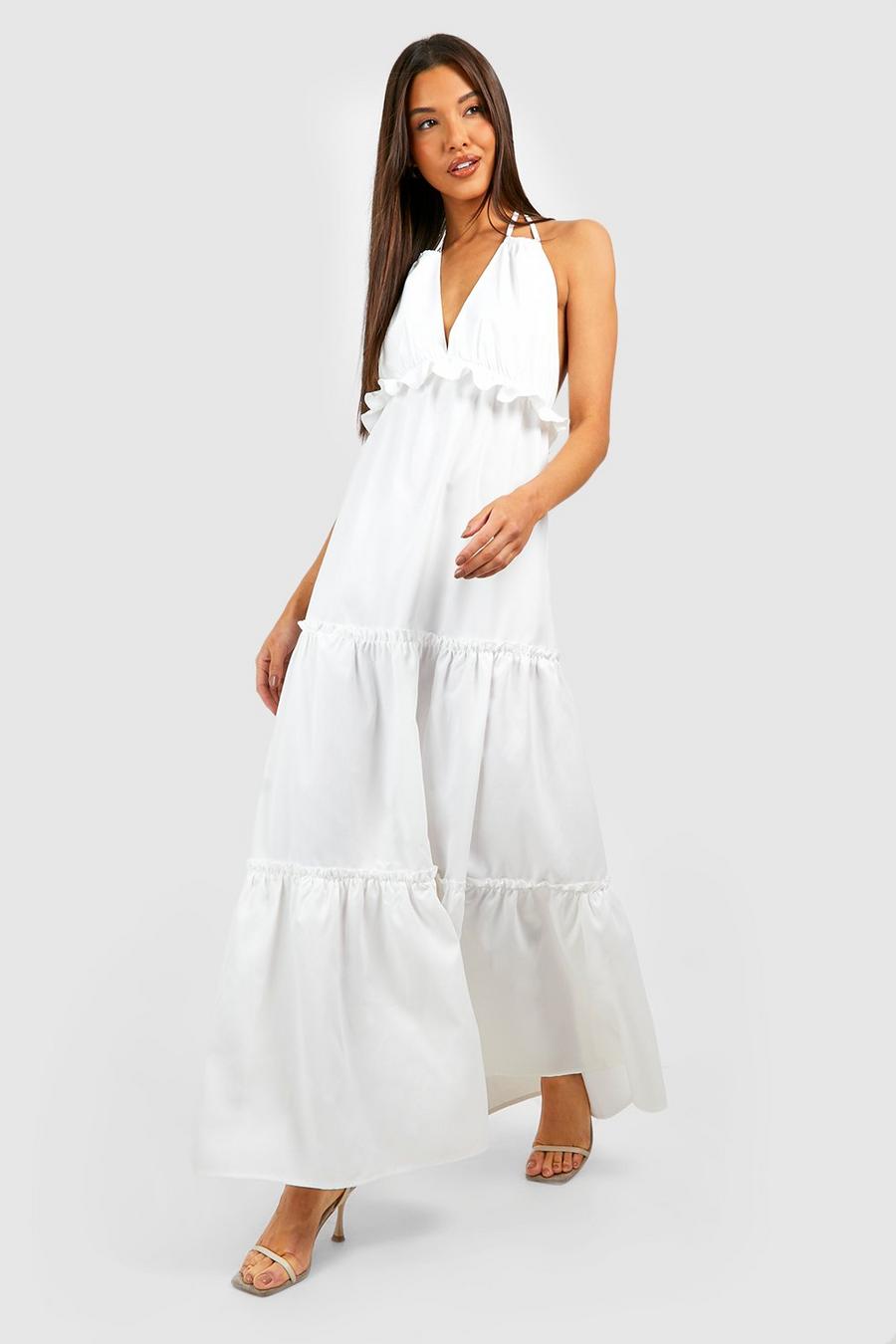 White Tiered Maxi Dress image number 1