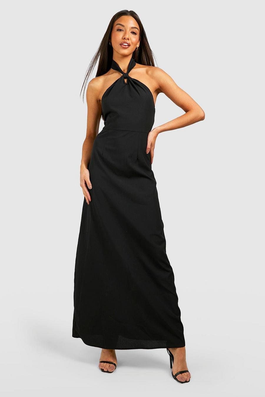 Black svart Halterneck Maxi Dress