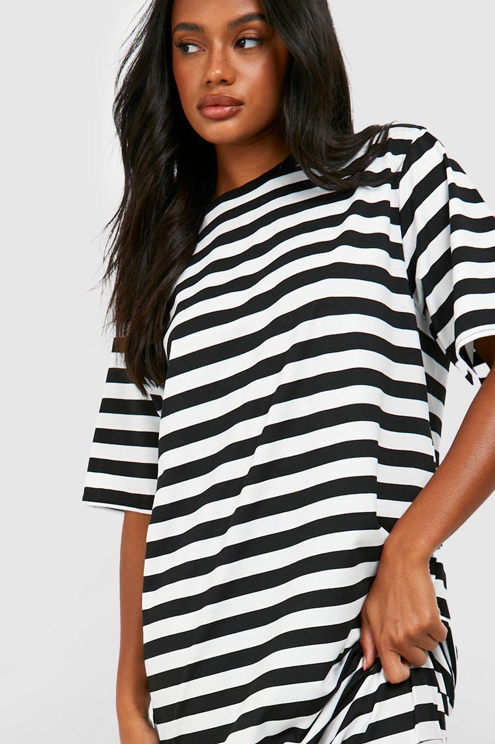 Striped shop dress boohoo