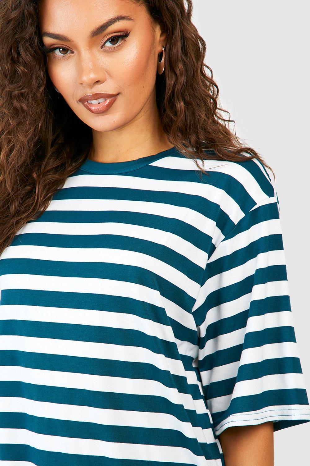 Oversized Striped T-shirt Maxi Dress | boohoo