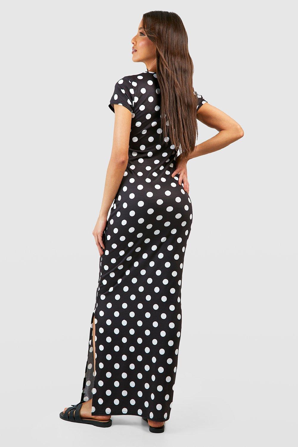 Long sleeve polka 2024 dot maxi dress