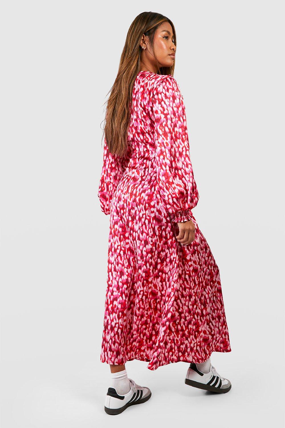 Abstract Print Ruffle Flounce Midi Dress boohoo