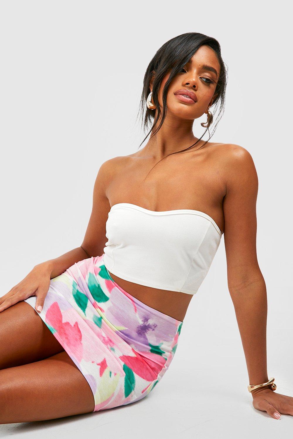 Lilac floral mini skirt best sale