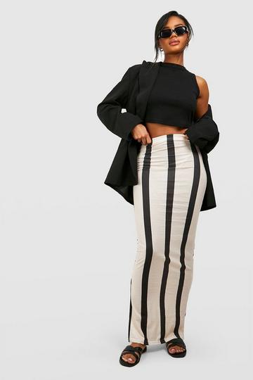 Stripe Printed Slip Maxi Skirt ecru