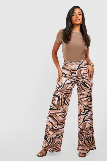 Zebraprint Wide Leg Broek coffee