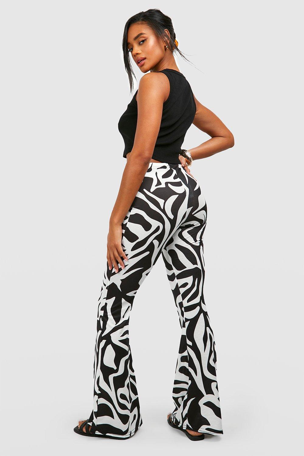 Abstract Printed Flared Trousers | boohoo