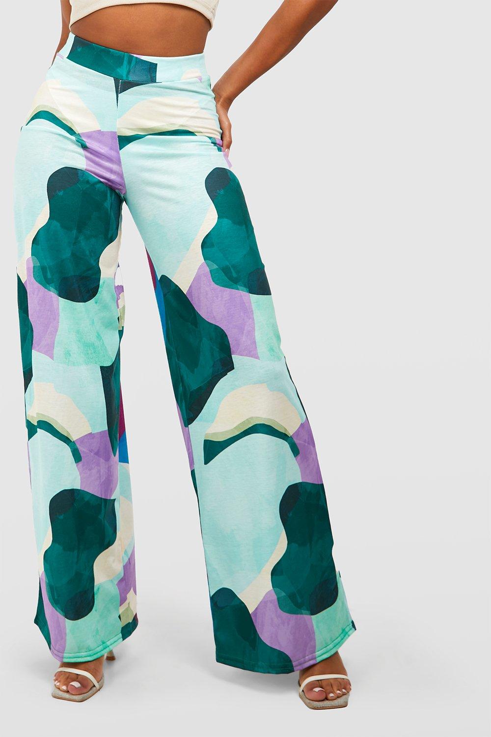 Abstract Printed Wide Leg Pants