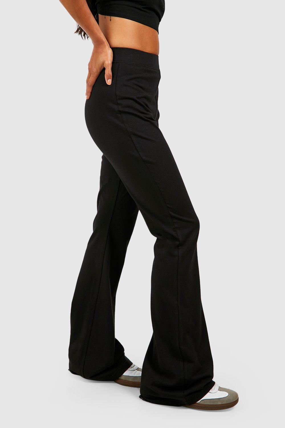 Womens Black High-Waisted Flared Jersey Leggings