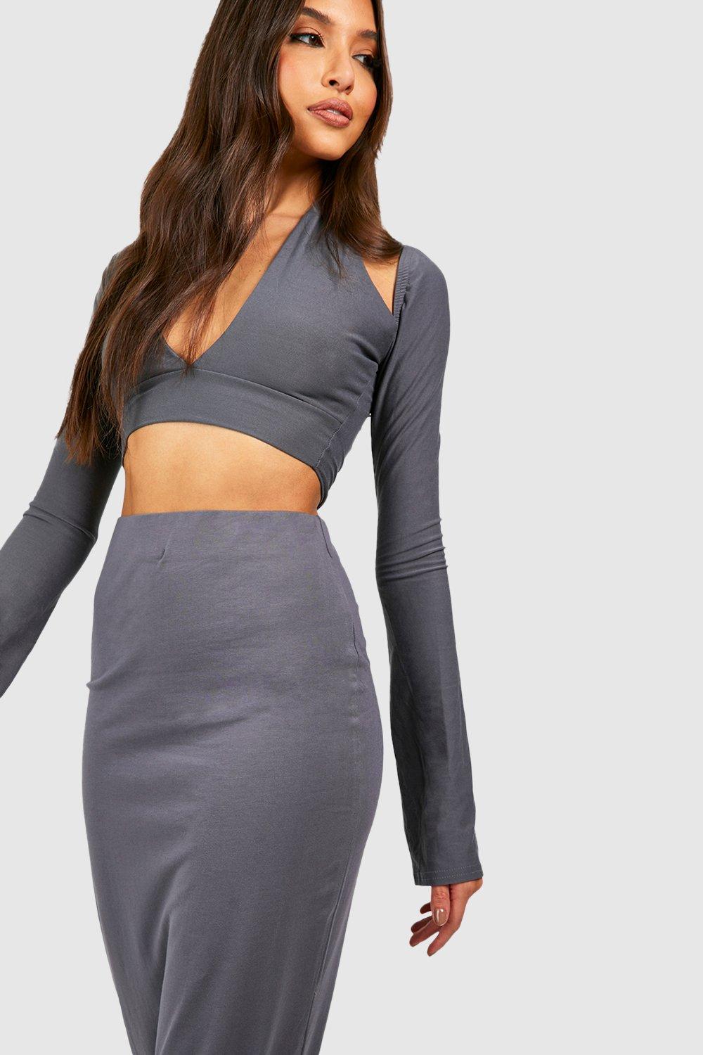 Cotton discount gray skirt