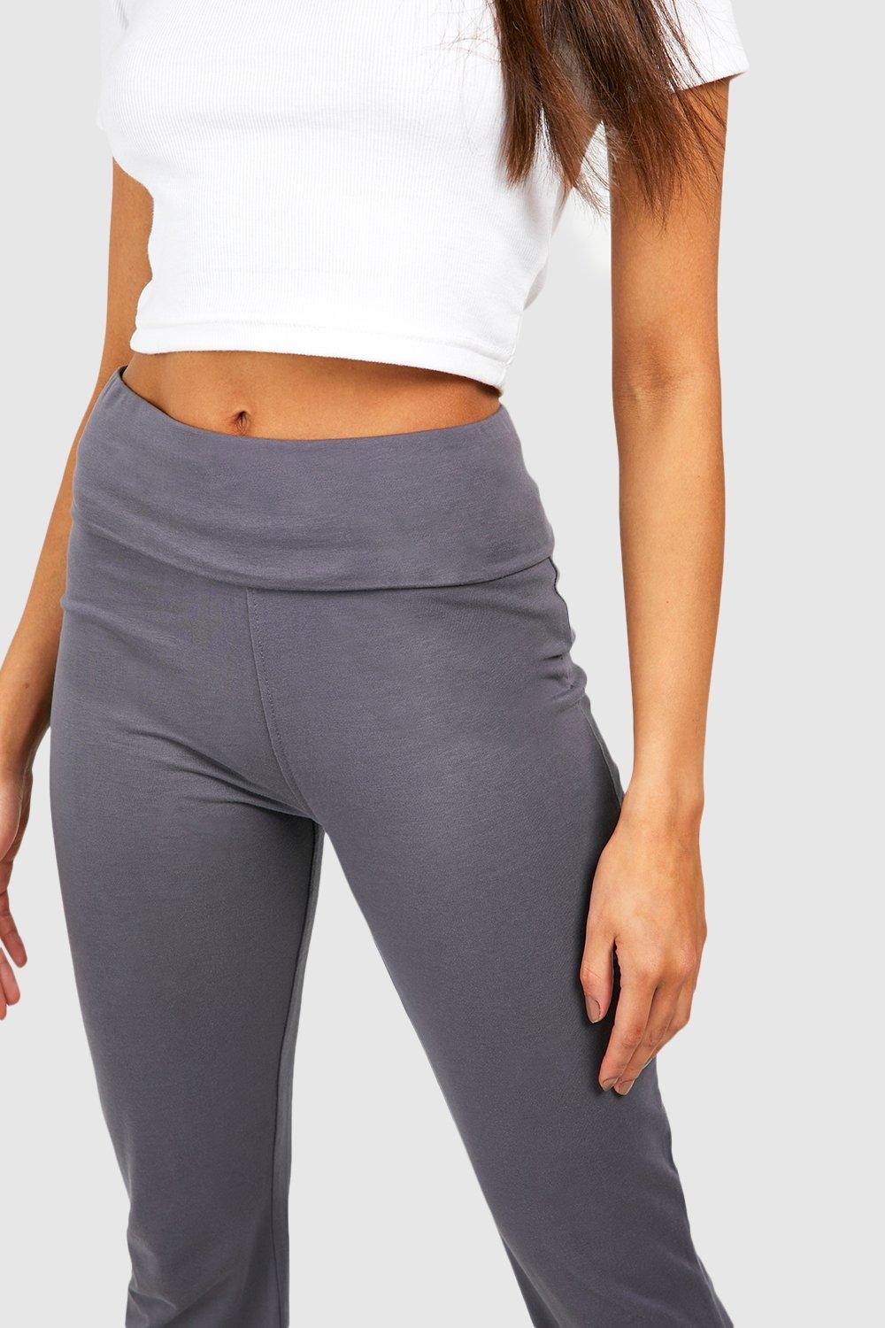 Women's Cotton Flare Yoga Pants Fold Over Waistband – JJJ Fashion