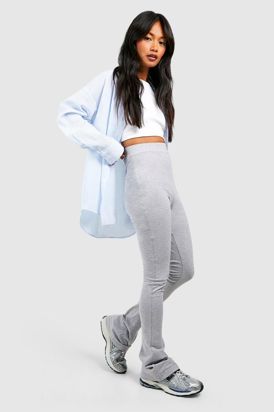 Grey marl Cotton Jersey Knit Ruched Booty Boosting Flares