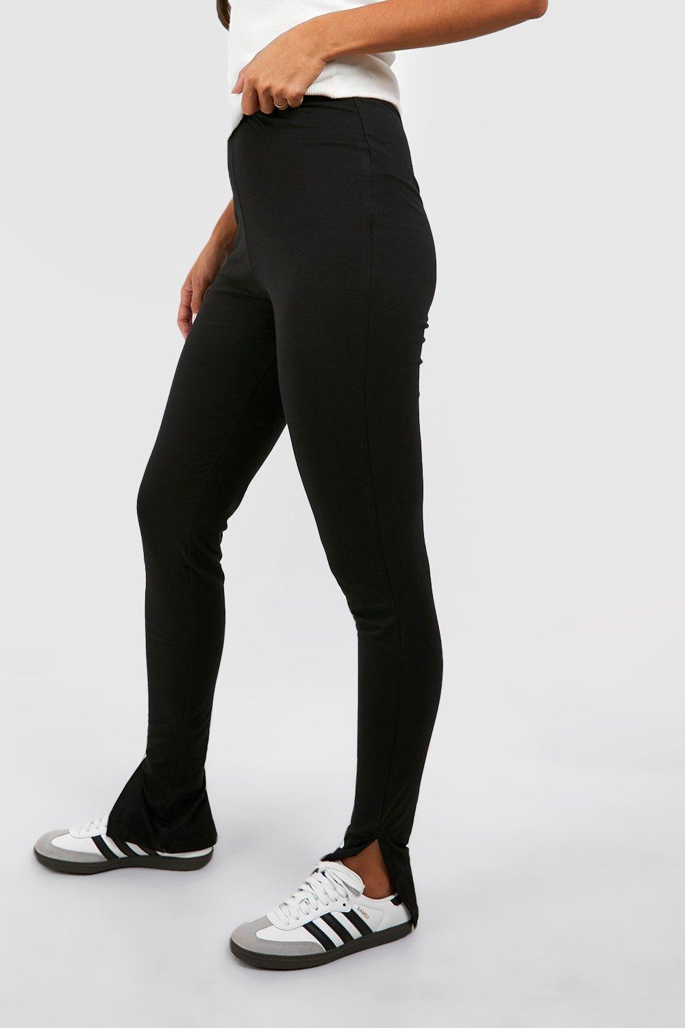 Cotton Jersey High Waisted Split Hem Leggings