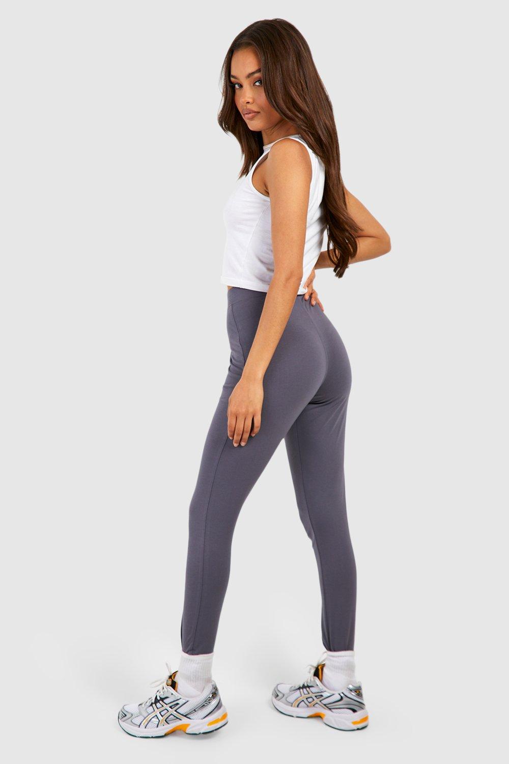 Grey High Waisted Leggings Women - Coal