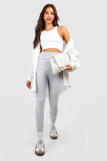 Grey Cotton Jersey High Waisted Leggings