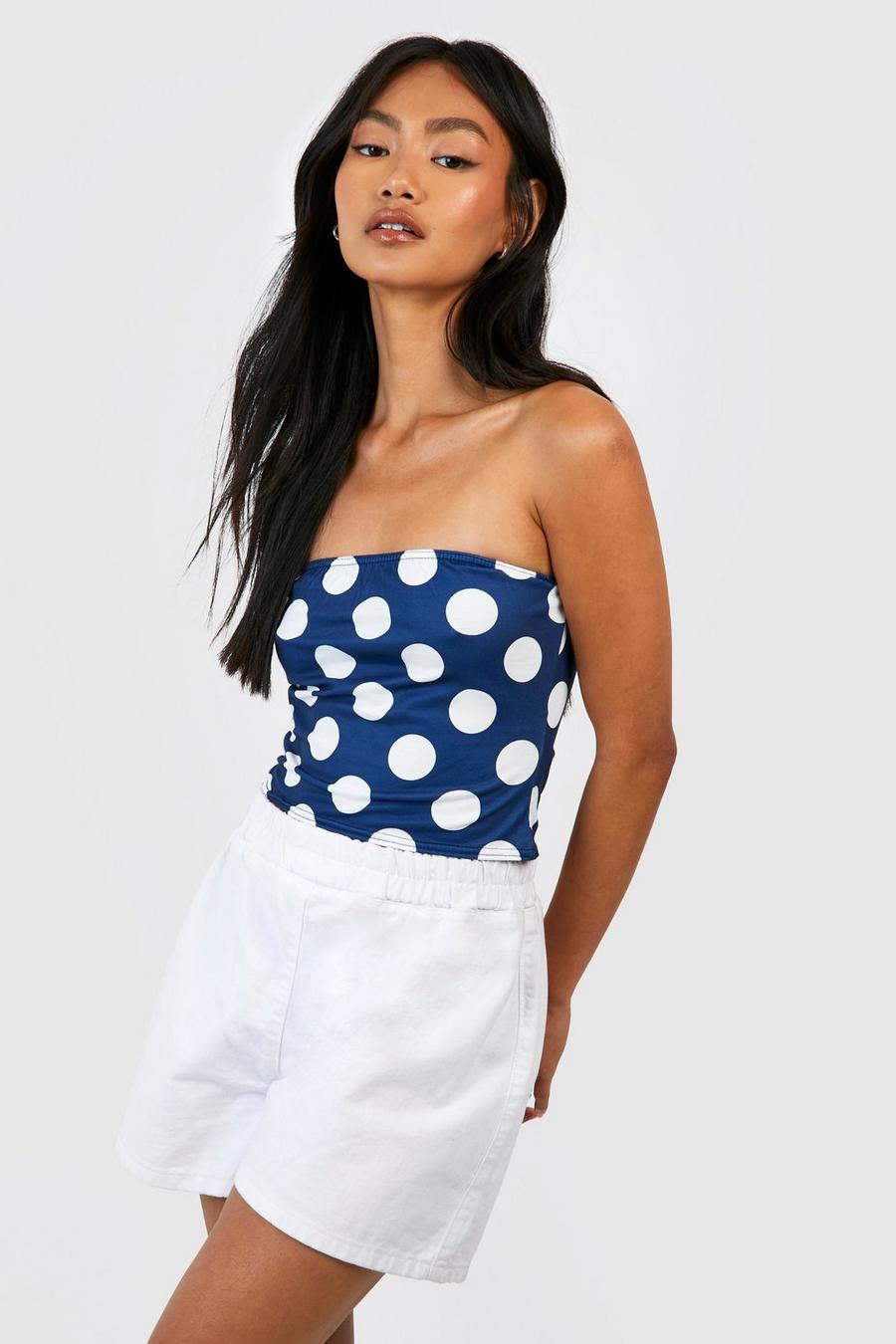 Navy Spot Tube Top image number 1