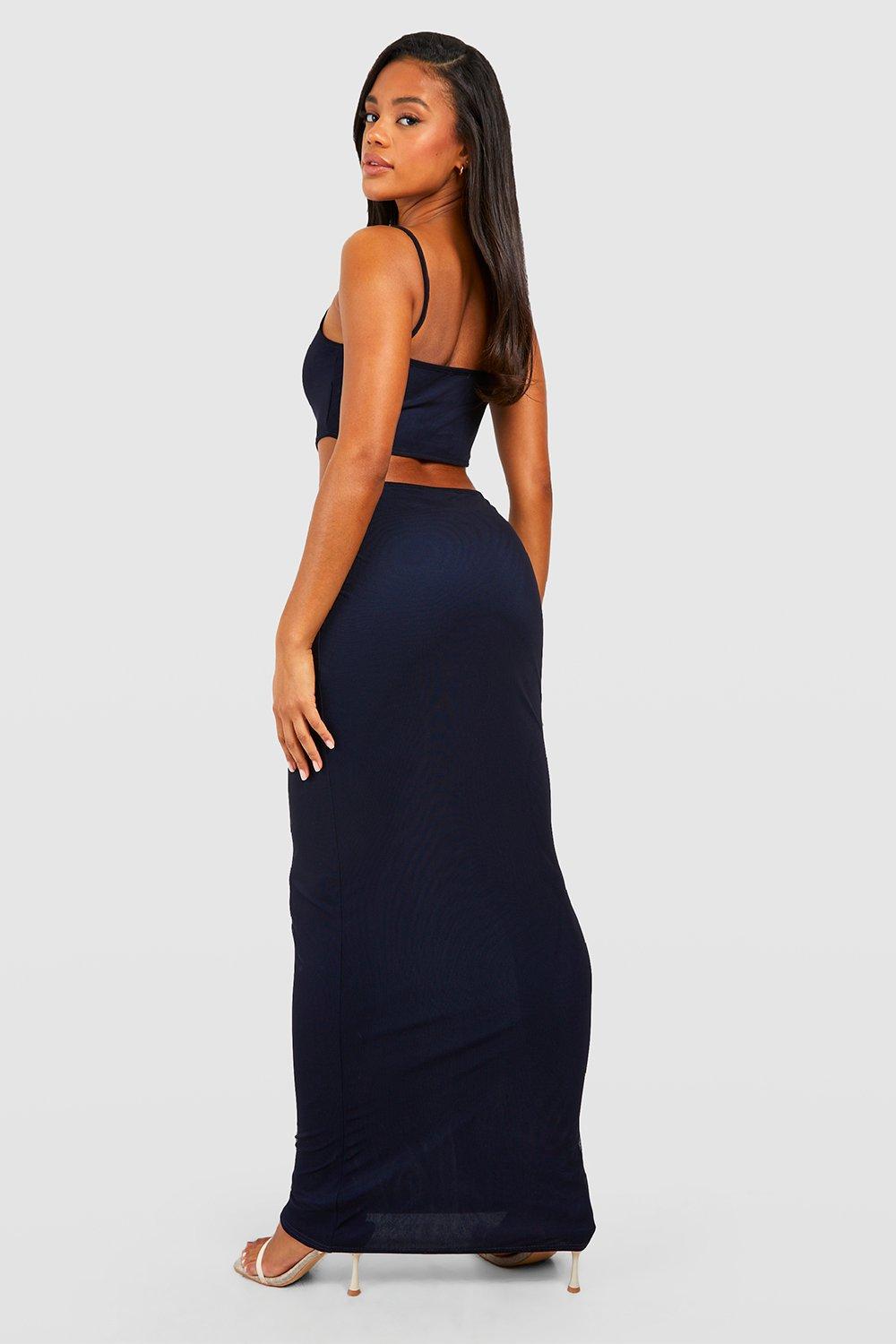 Boohoo navy maxi on sale dress