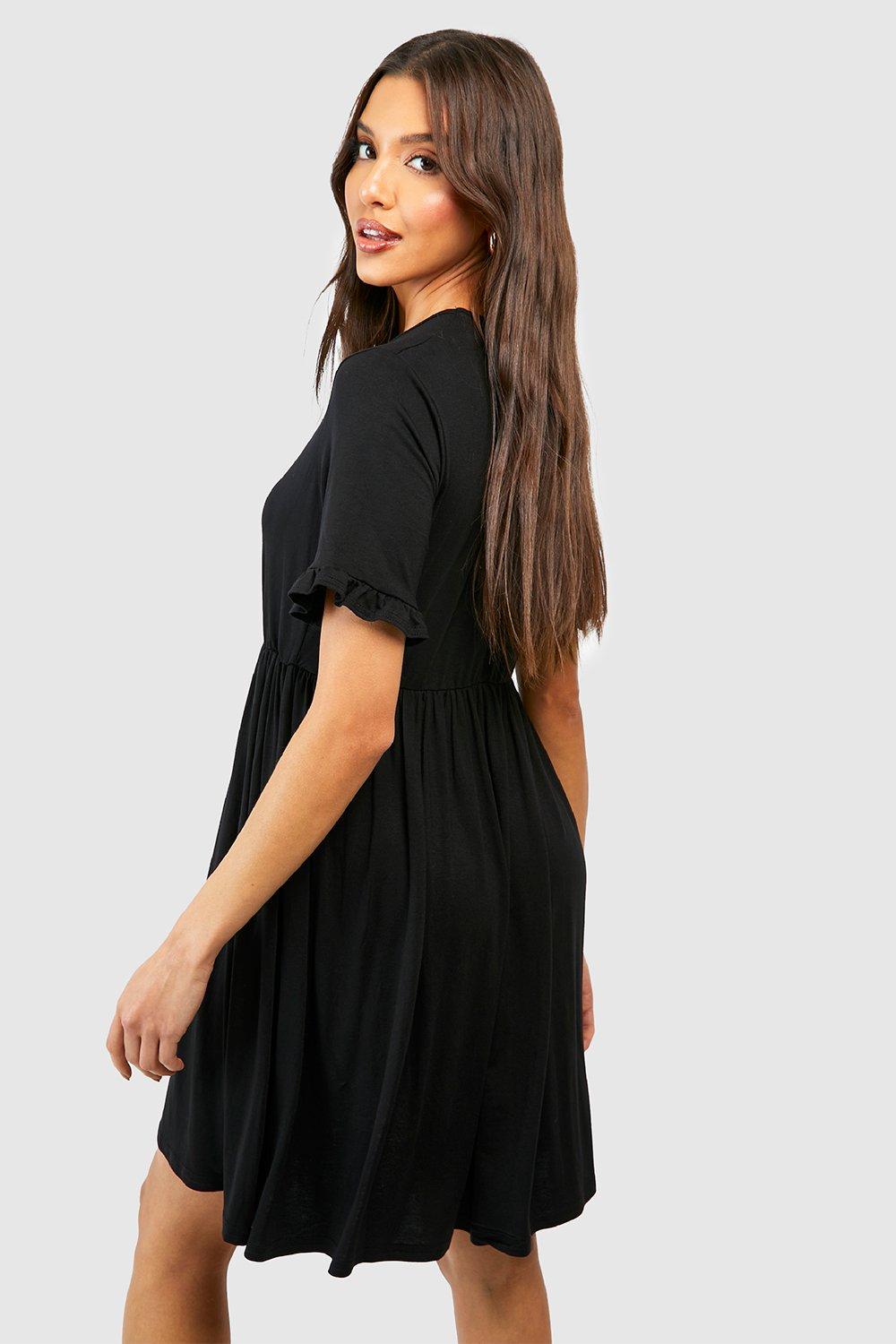 Boohoo black hotsell frill dress