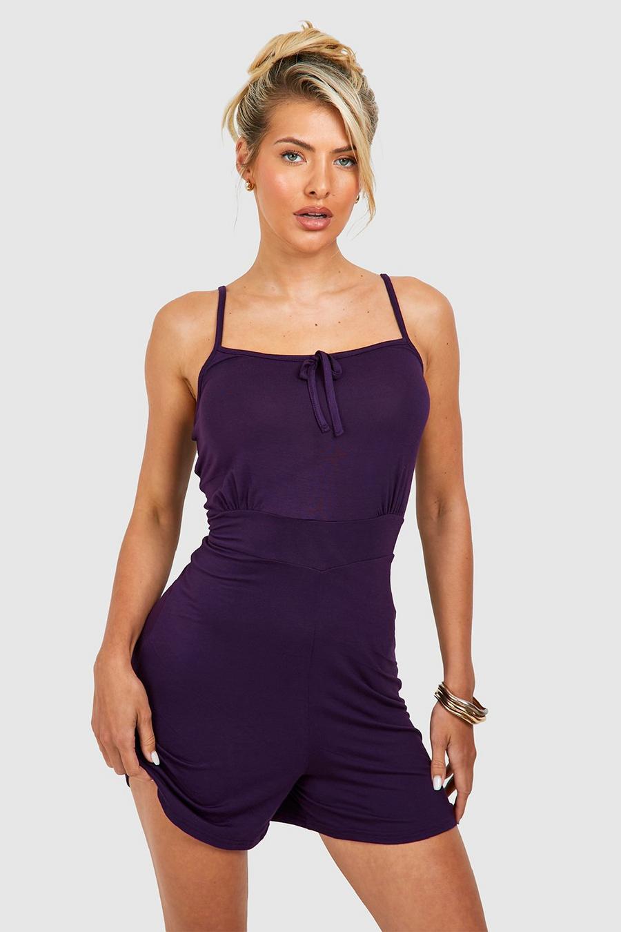 Purple Strappy Cami Playsuit image number 1