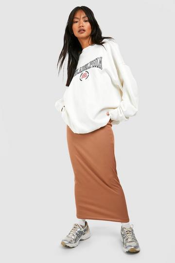 Rib Midaxi Bodycon Skirt camel