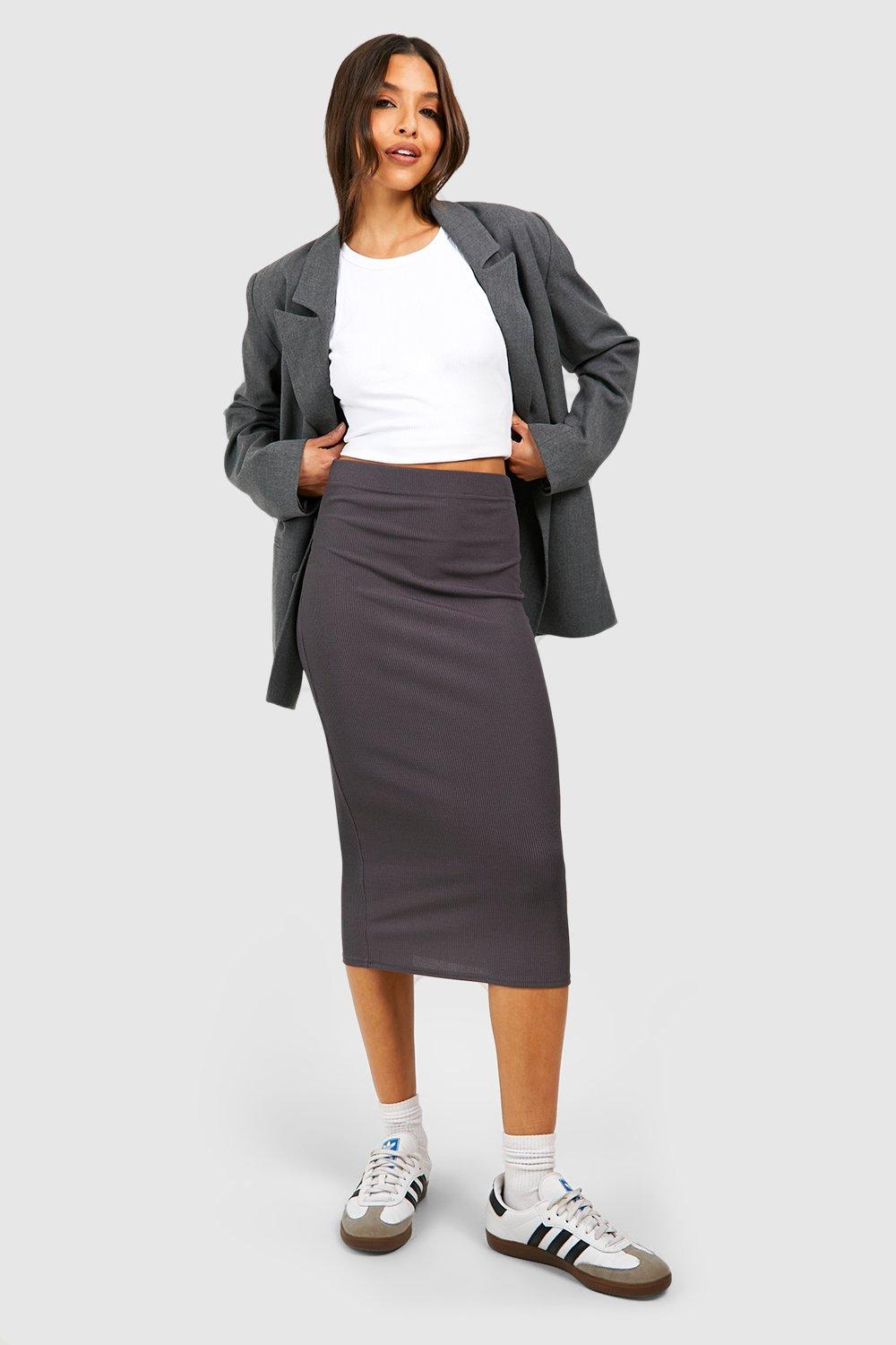 Grey bodycon 2024 midi skirt