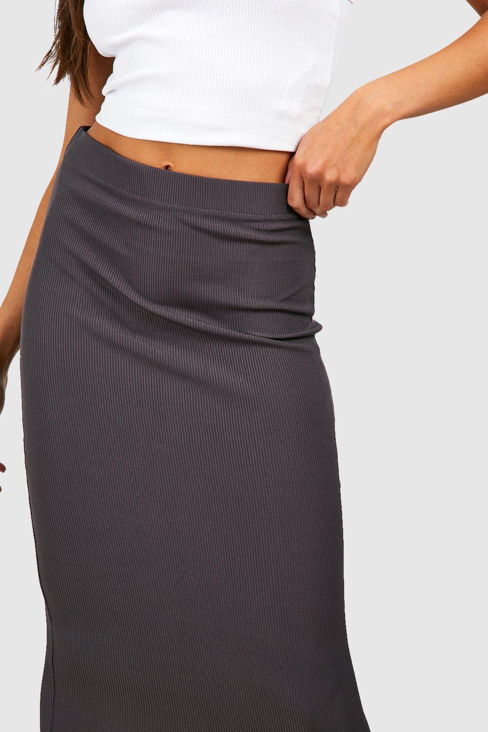 Midi Ribbed Pencil Skirt