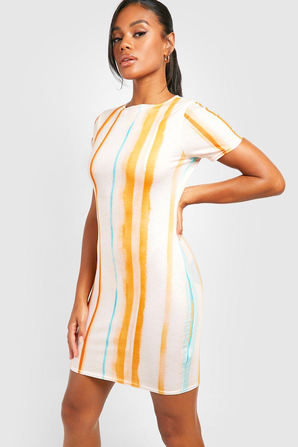 Horizontal striped bodycon dress deals