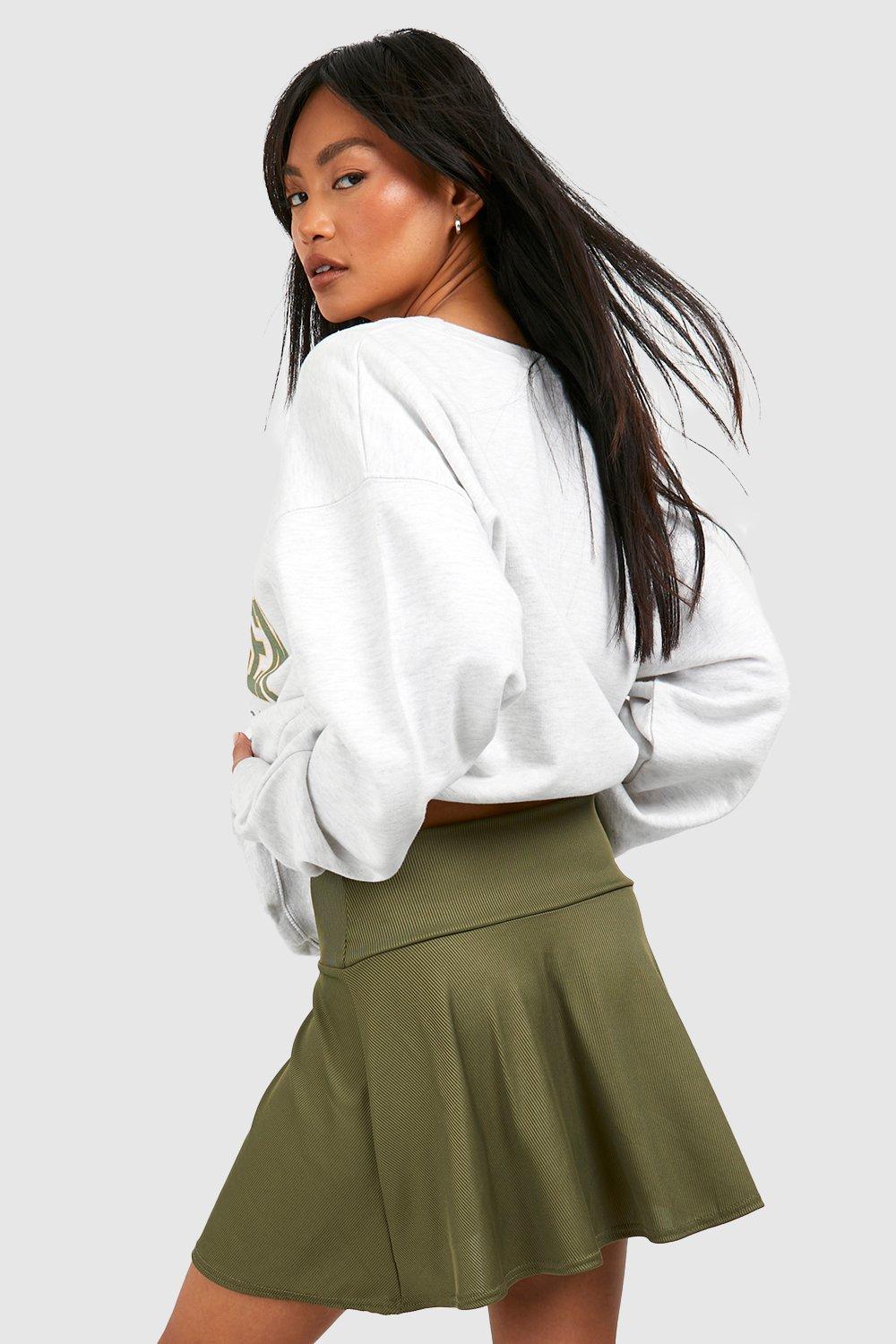 Khaki ribbed outlet skirt