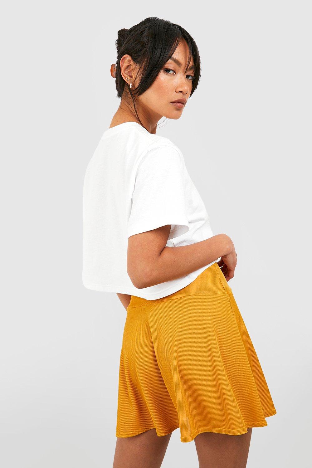 Mustard skirt boohoo best sale