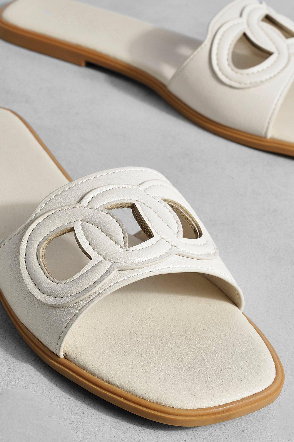 White flat hot sale mule sandals